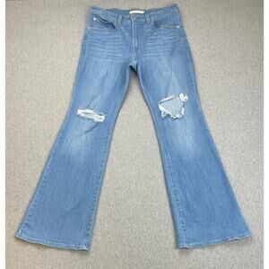 Levis 726 Jeans Womens 30 Blue Cotton Blend Stretch Distressed Flare Mid-Rise